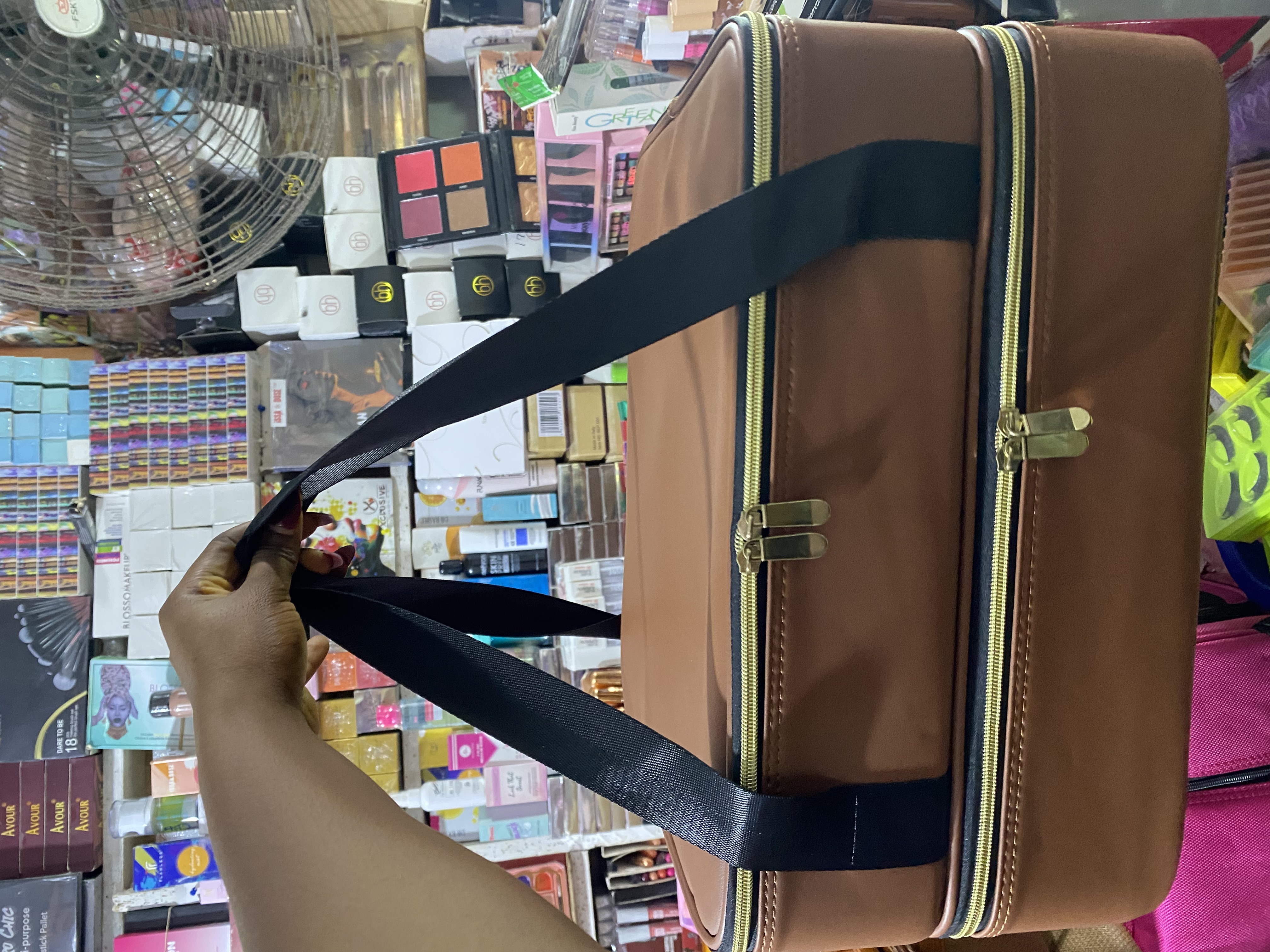 Leather Makeup Bag -Brown